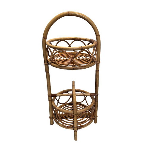 Etagere italiano vintage de ratán de los años 60