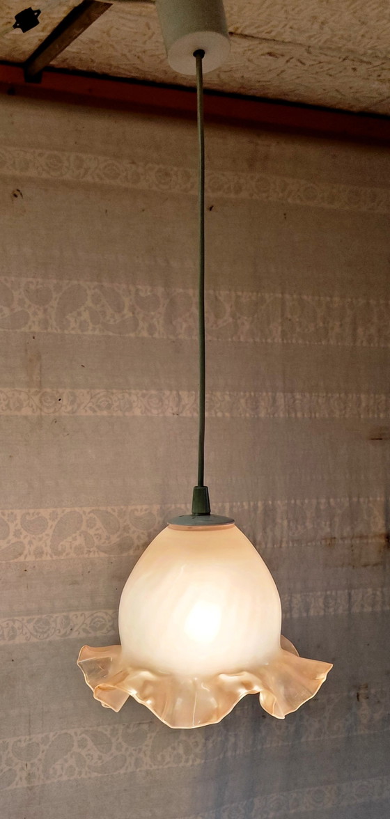 Globe pendant light in skirted glass - mid-20th century – Pendant lamps (photo 7 of 8)