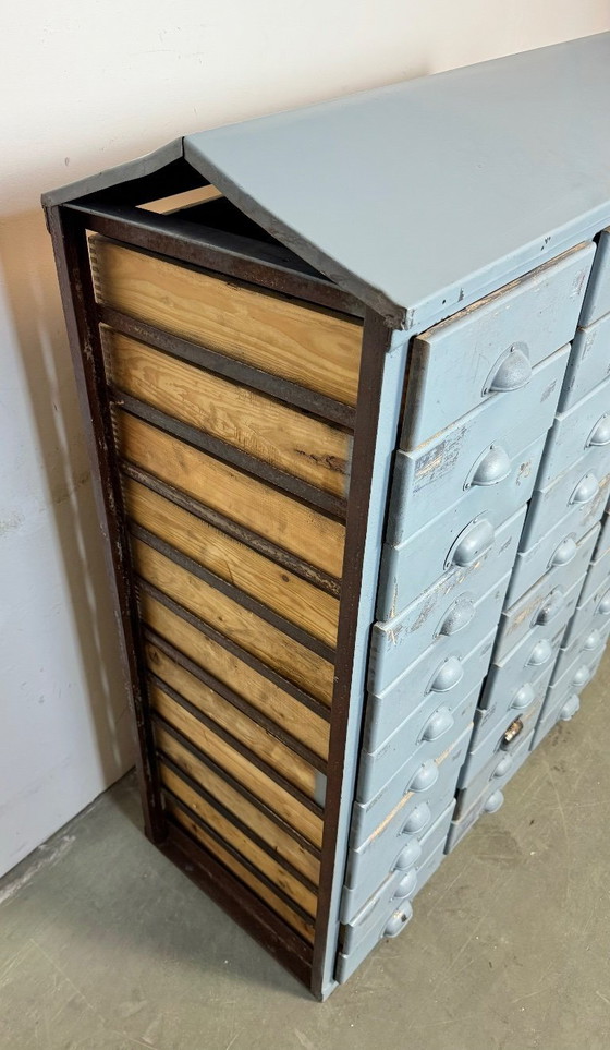 Image 1 of Cassettiera industriale grigia vintage, anni '60