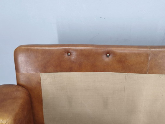 Image 1 of Canapé trois places en cuir cognac italien, style milieu du XXe siècle, années 1970