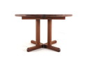 Dyrlund 2x verlengbare ronde eettafel vintage massief teak