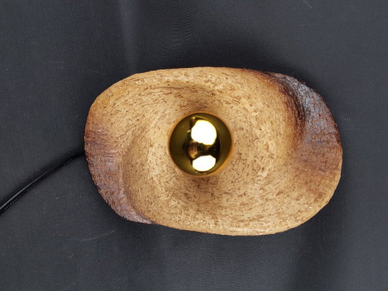 Image 1 of Vintage Brutalist Chamotte Clay Wall Lamp - Mid-Century Modern Ceramics (1960s/1970s)