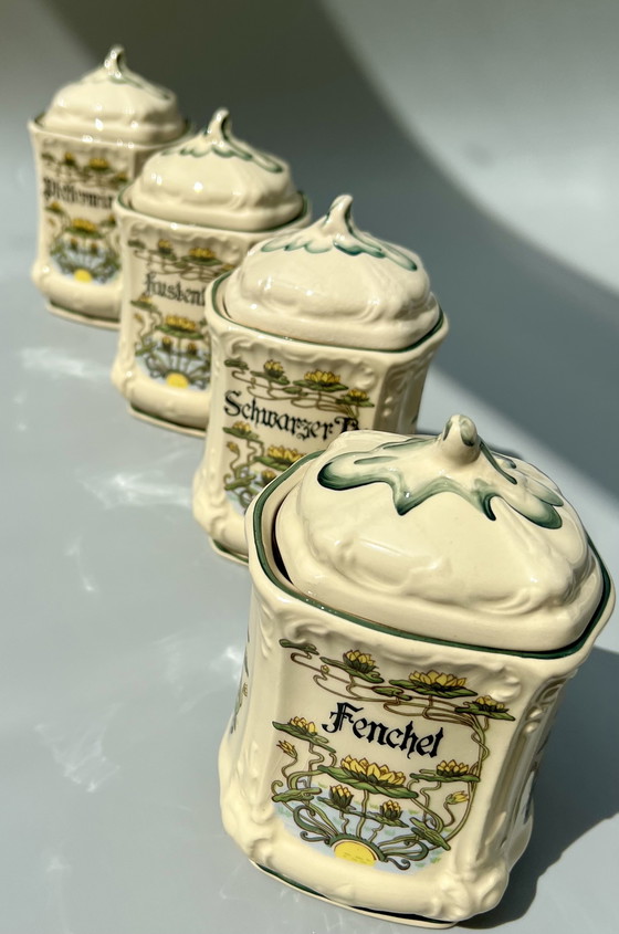 Image 1 of Heer - Tea container/box (4) - ceramic - hand-painted Germany - - 1960-1970