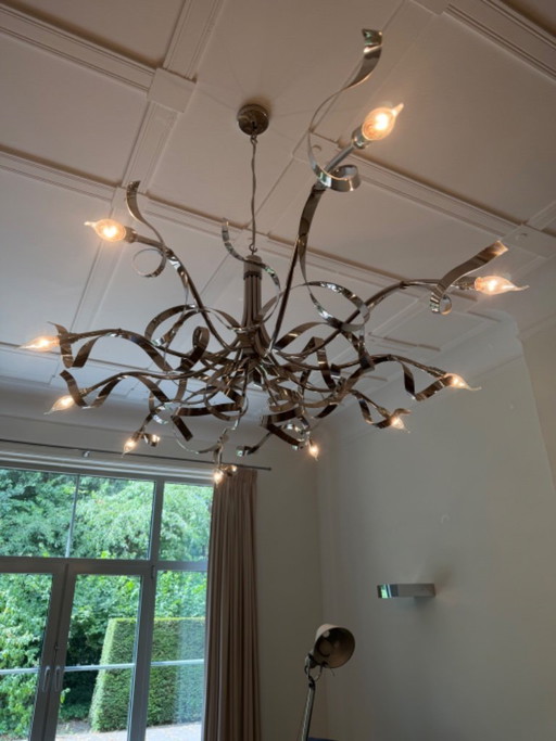 2x Lampe à suspension à 10 bras Jacco Maris Ruban Plié – Chrome
