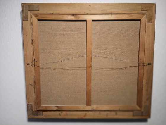 Image 1 of Large Hand-Painted Oil Painting – Hunting Scene with Horses & Dogs – 85 × 85 cm