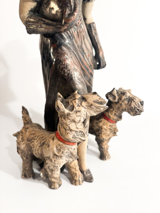 Ceramic Sculpture of a Lady with Fox Terrier by Ceramiche Mollica, 1940s (photo 4 of 9)