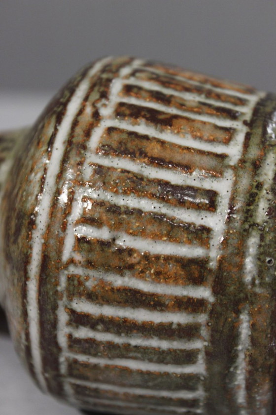 Image 1 of Olivier Pettit Lamp base in chamotte clay with incised geometric decoration, 1960s