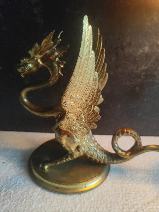 Antike mythologische Drachenlampe – Einzigartiges Bronzedesign