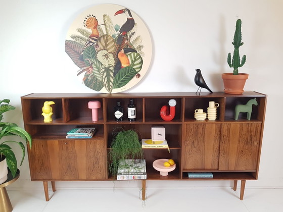 Image 1 of vintage Deense wandkast | vakkenkast palissander hout