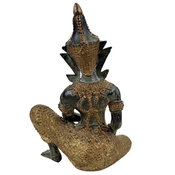 Thaise Bronzen Tempelmuzikanten en Danseres – Set van 4 Beeldhouwkunst – 2.4 kg (photo 9 of 10)