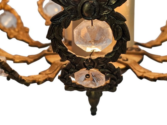 Image 1 of Palwa Palma & Walter stijl - Hollywood Regency stijl - messing - facet geslepen glas - hanglamp - verguld - 3e kwart 20e eeuw