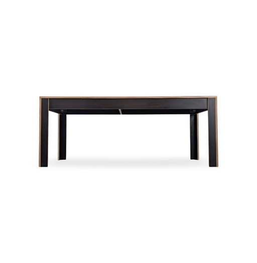 Designer dining table made from screen printing plates, custom-made by a carpenter
