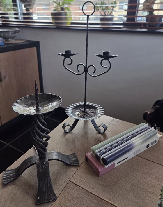 Heavy wrought iron candle holder, Brown (photo 5 of 5)