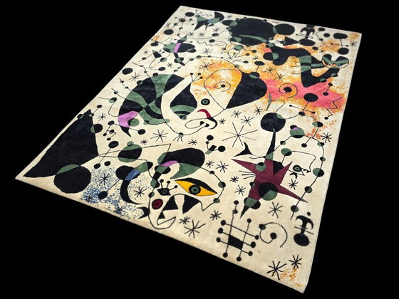 Alfombra de lana anudada a mano – Diseño de Joan Miró, base de algodón (260 x 190 cm) – Wool (photo 2 of 9)