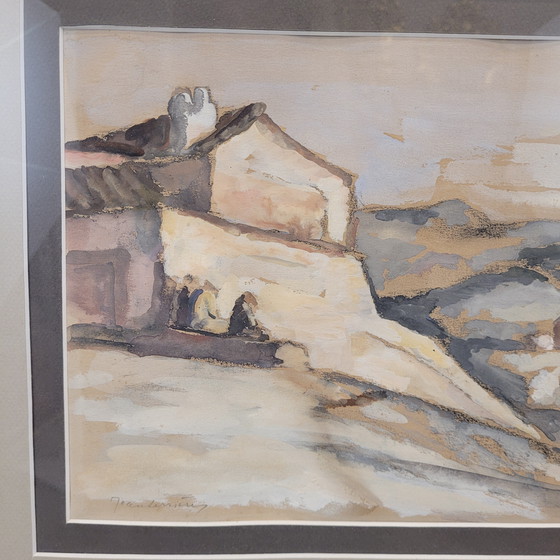 Image 1 of Acuarela Sobre Papel, “Pueblo” Escuela Francesa, S. XX - Francia