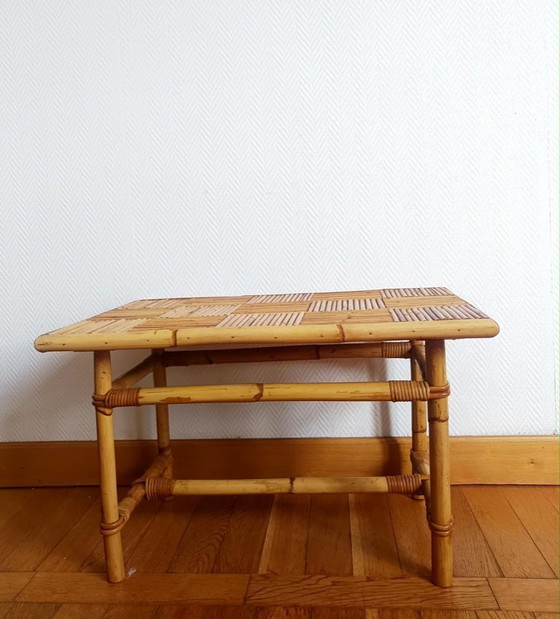 Vintage 1960s Audoux Minet style bamboo coffee table (photo 4 of 10)