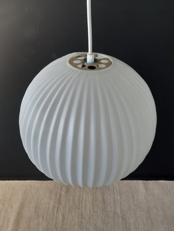Image 1 of Louis Kalff for Philips Eindhoven, vintage milk glass pendant lamp, beautiful in its simplicity, Dutch design, MCM lamp