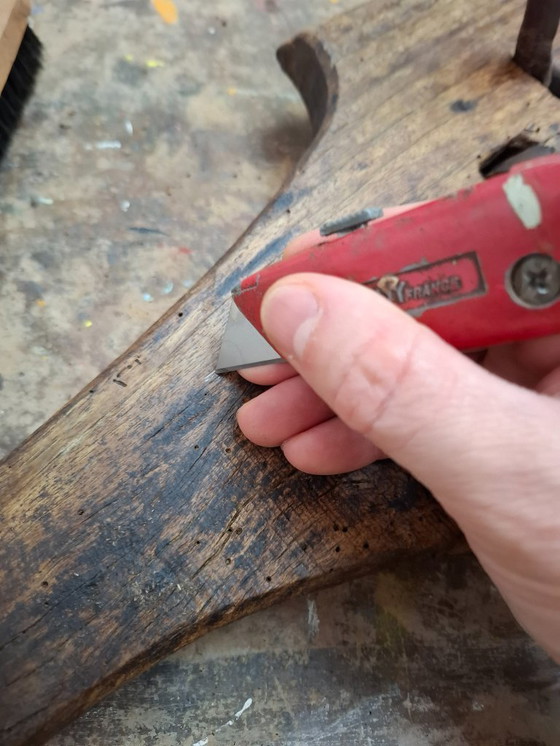 Image 1 of Antique Portuguese Ox Yoke – 19th Century Hand-Carved Wood & Wrought Iron – Rustic Wall Art / Farmhouse Statement Piece – Restor