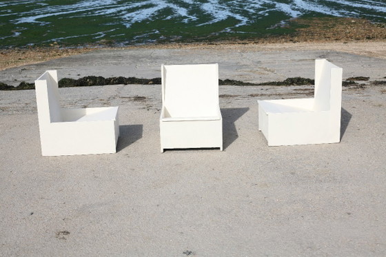 Set di 3 Poltrone brutaliste, legno dipinto, anni '60 (photo 16 of 28)