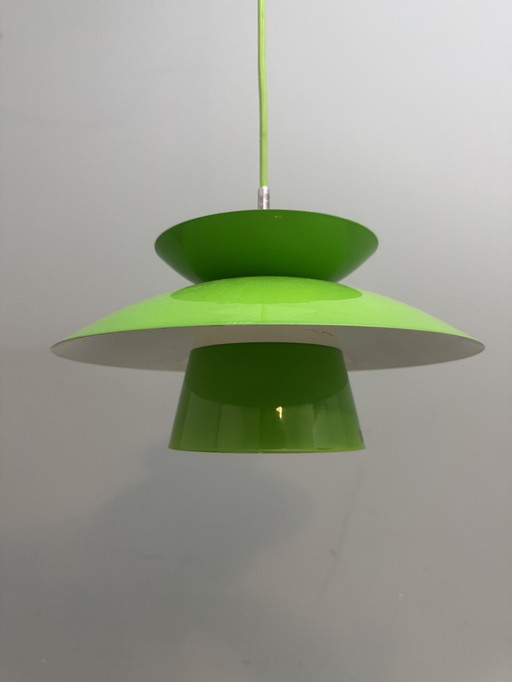 Retro Deens design groene hanglamp schalen lamp / Halo tech design