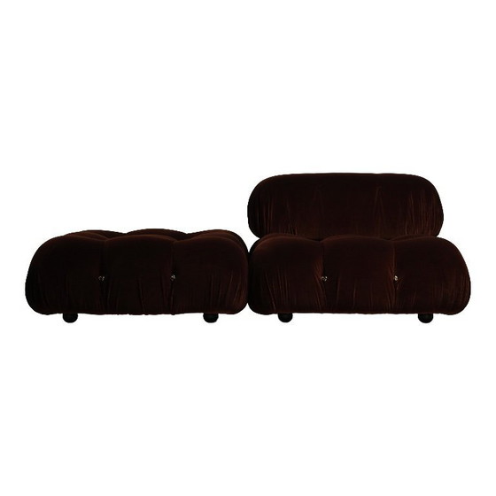 Image 1 of 2x Camaleonda sofa modules by Mario Bellini for B&B Italia in chocolate brown velvet, Italy, 1970s