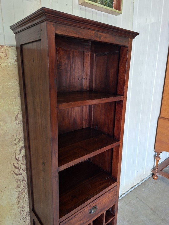 Image 1 of Bücherregal, Porzellanschrank, Weinschrank, Whiskybar aus Teakholz. Maße des Weinregals: 65 x 41 cm, Höhe: 190 cm.