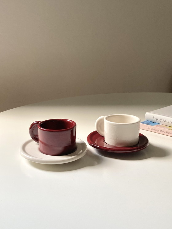 Image 1 of Ensemble de 4 tasses à café vintage en céramique