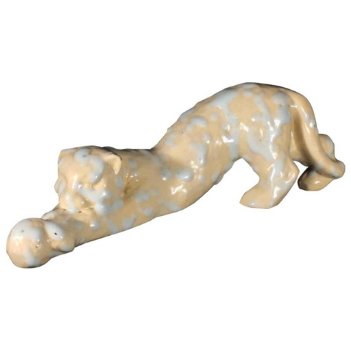 Sculptures de Panthère en Céramique Art Déco dans le style de Domien Ingels, années 1930
