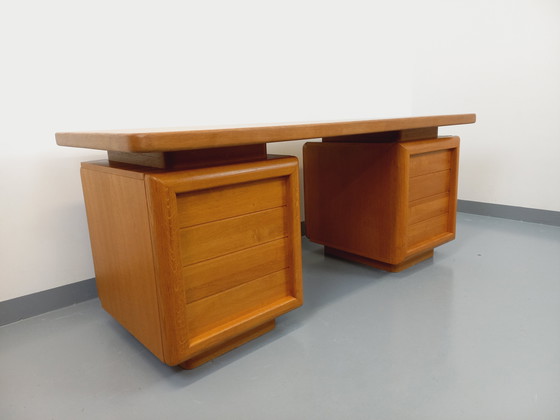 Image 1 of Large Double-Sided Vintage 70's Oak Executive Desk