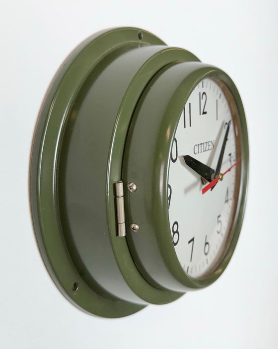 Image 1 of Vintage Green Citizen Ships Wall Clock, 1980s