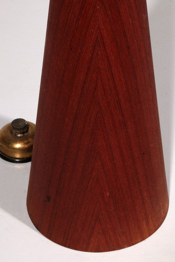 Image 1 of Lámpara de pie de teca con pantalla de tela de Parker Knoll, años 60