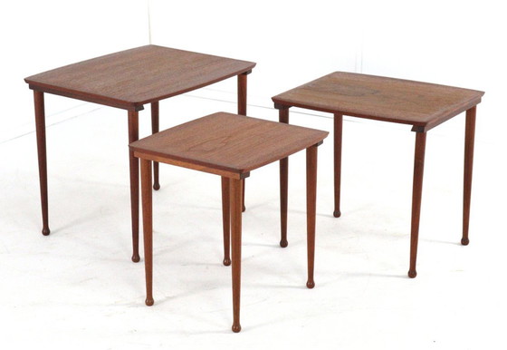 Image 1 of Jørgen Aakjær Jørgensen for Møbelintarsia nesting tables vintage Danish design