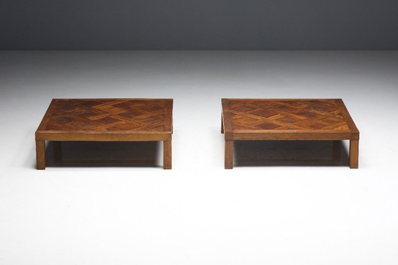 Image 1 of Brutalistischer Parkett Couchtisch, Frankreich, 1970er