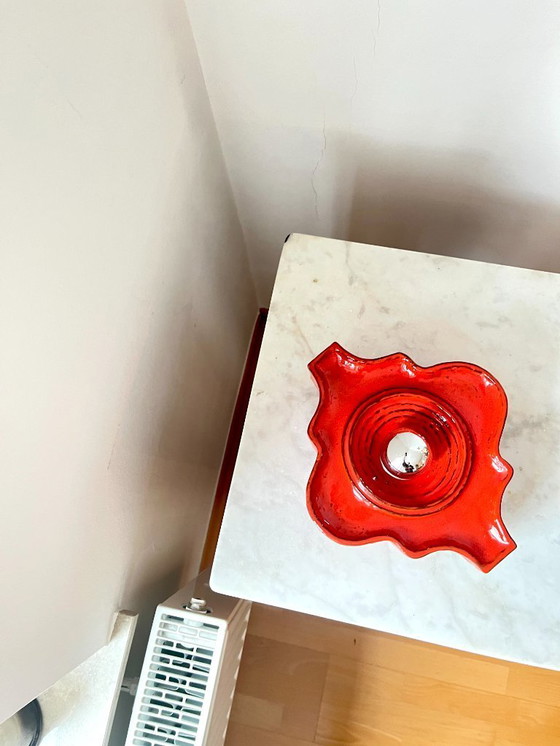 Image 1 of Applique murale vintage Hustadt Leuchten Fat Lava en céramique rouge, Allemagne, 1970