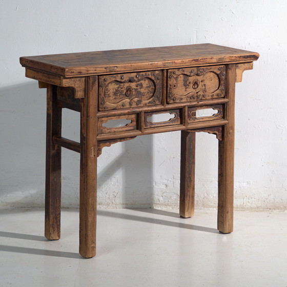 Consolle antica in pino con due cassetti – Cina, circa 1930 – Console (photo 4 of 40)