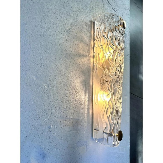 Image 1 of Apliques de pared monumentales de cristal de Murano transparente procedentes de Italia – Juego de dos