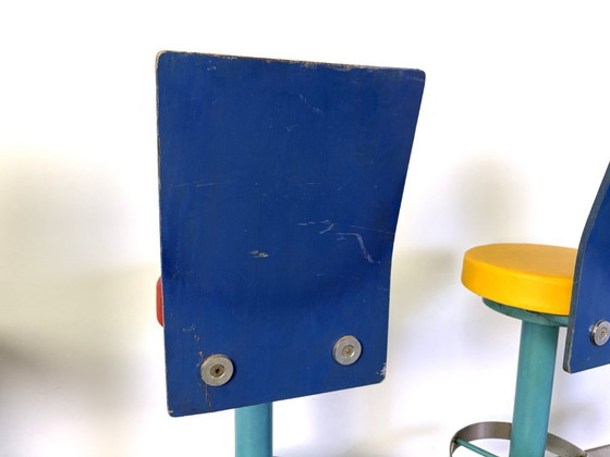 Vintage industrial bar stools, 1980s set of 4 – Barstools, Metal, Wood (photo 12 of 13)
