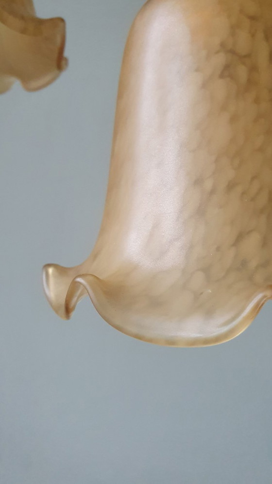Image 1 of Set van 2 Vintage Murano hanglampen - Mid Century - amber kleur
