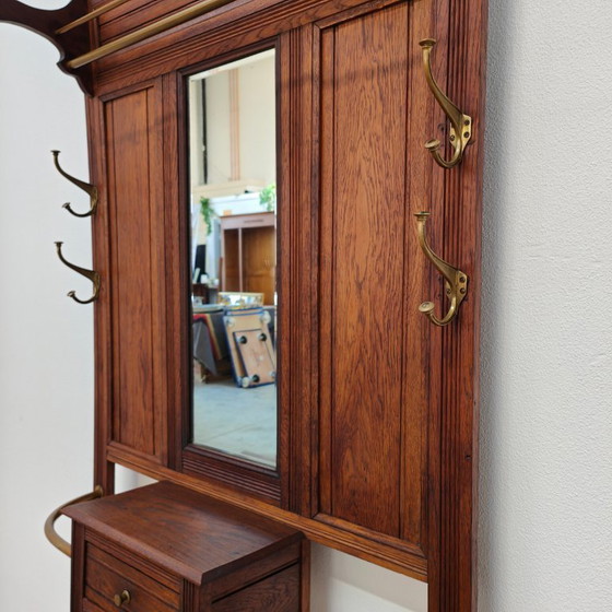 Image 1 of Antique hallway furniture, coat rack, free-standing coat rack with mirror