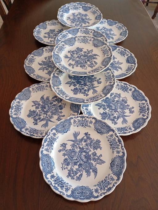 Engelse Ridgway 'Windsor' Blauw & Witte Eetborden