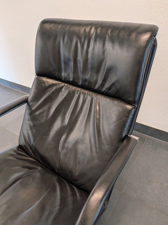 Image 1 of 🟢 Fauteuil lounge Artifort F194 en cuir noir - Geoffrey D. Harcourt