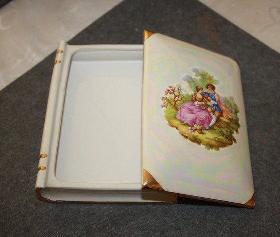 Image 1 of Porcelain book with lovers motif - 15 cm high, 12 cm wide