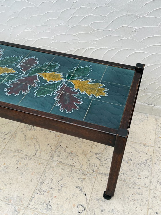 Vintage Ceramic and Solid Wood Coffee Table (photo 3 of 10)