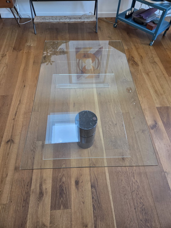 Image 1 of Table basse vintage en verre et marbre