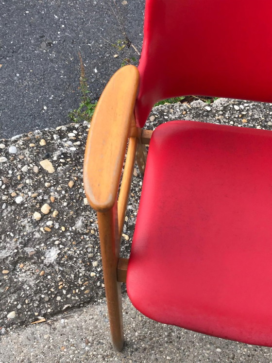 Hungarian Red Faux Leather Desk Chair, 1960s – Office chairs (photo 4 of 6)