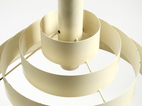 Image 1 of Zware, massief metalen hanglamp met lamellen uit de jaren 60 uit het ruimtetijdperk