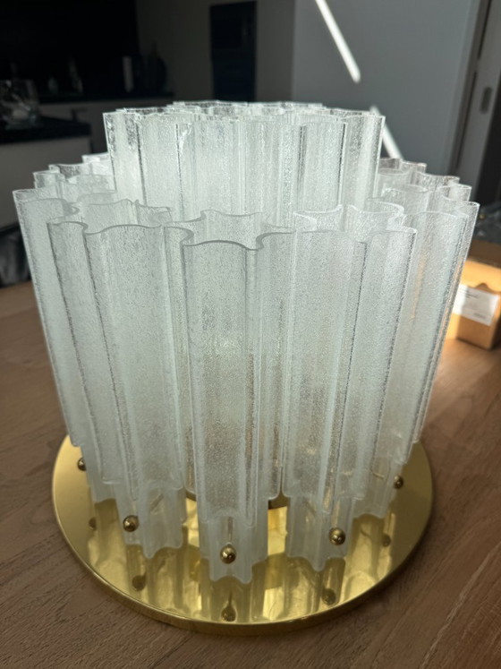 Image 1 of Lampada da soffitto a stella grande Glashütte Limburg in ottone e vetro satinato