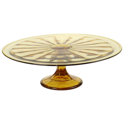 Art Deco Amber Cake Dish