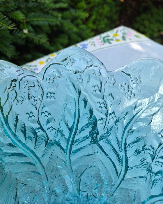 Image 1 of Een prachtige Pukeberg Zweden Uno Westenberg turquoise grote glazen schaal.