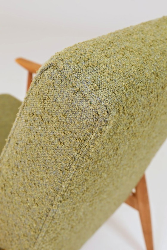 Image 1 of Vintage fauteuil mosgroen bouclé ontwerp van H.Lis